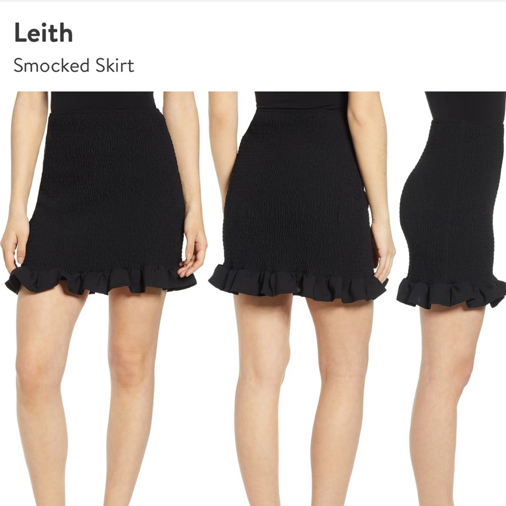 Leith Smocked Skirt Black Medium